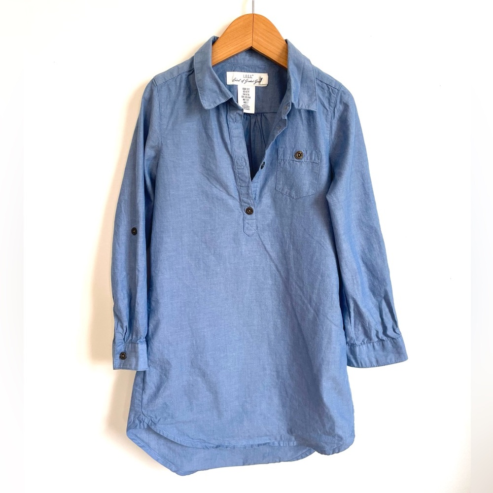 NEW Chambray A-Line Collared Shirt Dress, Crisp & Lightweight, Roll-Up Cuffs